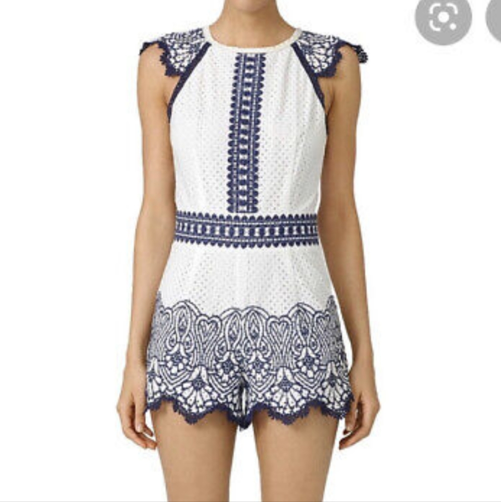 Saylor “Grecian” Sun Navy White Eyelet Romper